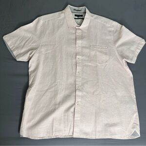 Ted Baker London Pink Linen Blend Short Sleeve Button Up Shirt Mens Size 7 XXL
